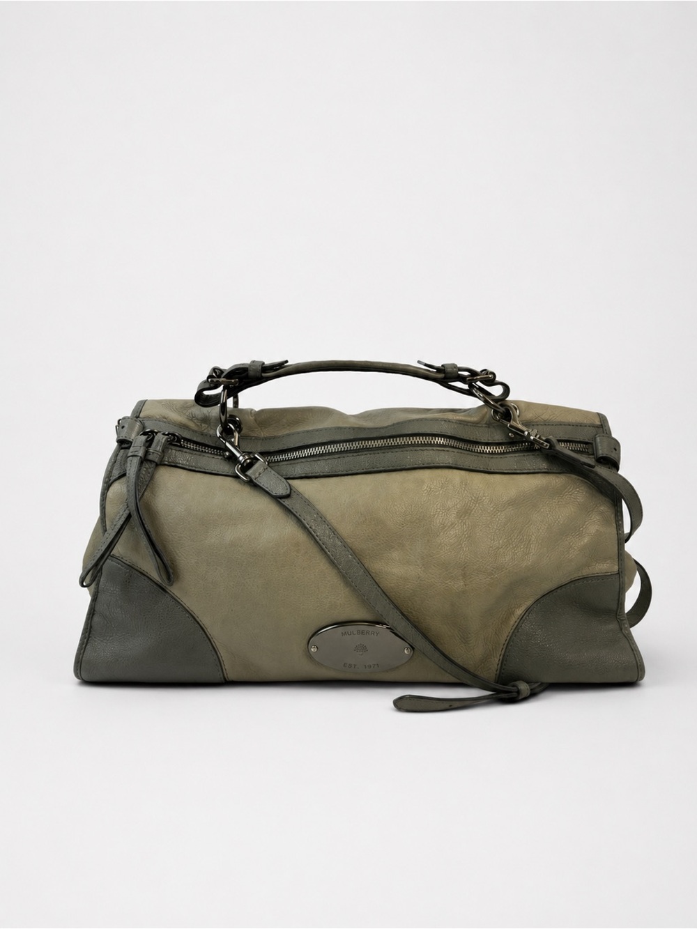 Mulberry Olive and Dark Olive Leather Duffel